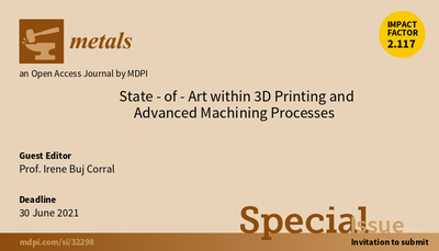 Special Issue of Metals “State-of-Art within 3D Printing and Additive Manufacturing"