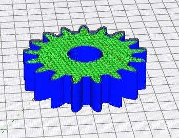 Simulación de la impresión 3D de una rueda dentada